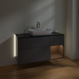 Тумба под раковину Villeroy & Boch Finion 120х50,1 см с подсветкой МДФ антрацит матовый лак/стекло черное матовое G832GNGK