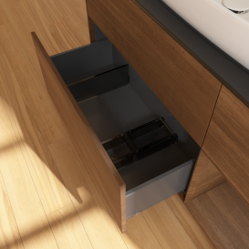 Тумба под раковину Villeroy & Boch Finion 120х50,1 см с подсветкой МДФ шпон грецкого ореха/стекло черное матовое G832GNGN