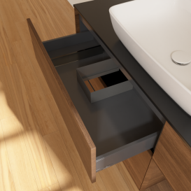 Тумба под раковину Villeroy & Boch Finion 120х50,1 см с подсветкой МДФ шпон грецкого ореха/стекло черное матовое G832GNGN