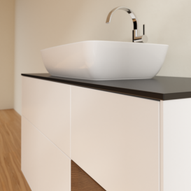 Тумба под раковину Villeroy & Boch Finion 120х50,1 см с подсветкой МДФ белый матовый лак/стекло черное матовое G832GNMT