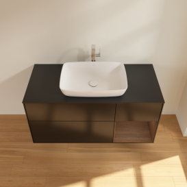 Тумба под раковину Villeroy & Boch Finion 120х50,1 см с подсветкой МДФ черный матовый лак/стекло черное матовое G832GNPD