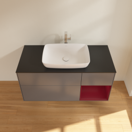 Тумба под раковину Villeroy & Boch Finion 120х50,1 см с подсветкой МДФ антрацит матовый лак/стекло черное матовое G832HBGK