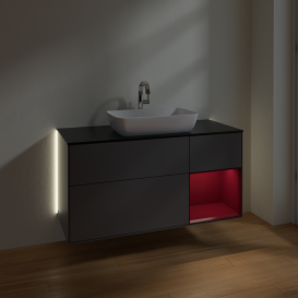 Тумба под раковину Villeroy & Boch Finion 120х50,1 см с подсветкой МДФ антрацит матовый лак/стекло черное матовое G832HBGK