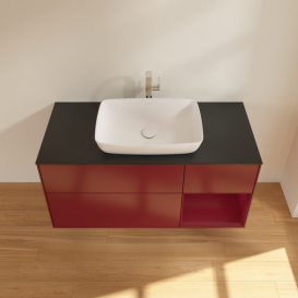 Тумба под раковину Villeroy & Boch Finion 120х50,1 см с подсветкой МДФ пион матовый лак/стекло черное матовое G832HBHB