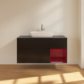 Тумба под раковину Villeroy & Boch Finion 120х50,1 см с подсветкой МДФ черный матовый лак/стекло черное матовое G832HBPD