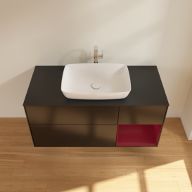 Тумба под раковину Villeroy & Boch Finion 120х50,1 см с подсветкой МДФ черный матовый лак/стекло черное матовое G832HBPD