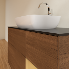 	Тумба под раковину Villeroy & Boch Finion 120х50,1 см с подсветкой МДФ шпон грецкого ореха/стекло черное матовое G832HFGN