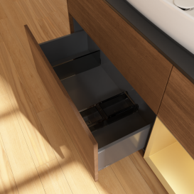 	Тумба под раковину Villeroy & Boch Finion 120х50,1 см с подсветкой МДФ шпон грецкого ореха/стекло черное матовое G832HFGN