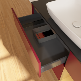 Тумба под раковину Villeroy & Boch Finion 120х50,1 см с подсветкой МДФ пион матовый лак/стекло черное матовое G832HFHB