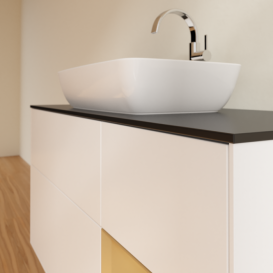 Тумба под раковину Villeroy & Boch Finion 120х50,1 см с подсветкой МДФ белый матовый лак/стекло черное матовое G832HFMT