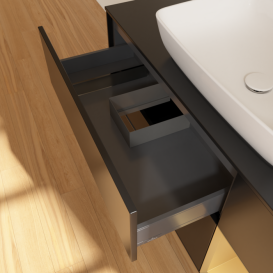 Тумба под раковину Villeroy & Boch Finion 120х50,1 см с подсветкой МДФ черный матовый лак/стекло черное матовое G832HFPD