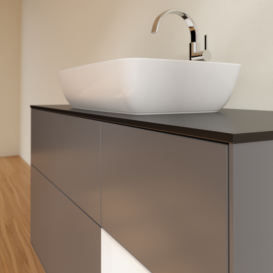 Тумба под раковину Villeroy & Boch Finion 120х50,1 см с подсветкой МДФ антрацит матовый лак/стекло черное матовое G832MTGK