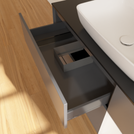 Тумба под раковину Villeroy & Boch Finion 120х50,1 см с подсветкой МДФ антрацит матовый лак/стекло черное матовое G832MTGK