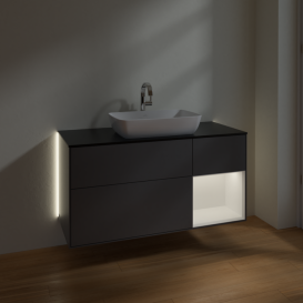 Тумба под раковину Villeroy & Boch Finion 120х50,1 см с подсветкой МДФ антрацит матовый лак/стекло черное матовое G832MTGK