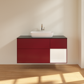 Тумба под раковину Villeroy & Boch Finion 120х50,1 см с подсветкой МДФ пион матовый лак/стекло черное матовое G832MTHB