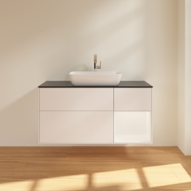 Тумба под раковину Villeroy & Boch Finion 120х50,1 см с подсветкой МДФ белый матовый лак/стекло черное матовое G832MTMT