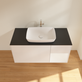 Тумба под раковину Villeroy & Boch Finion 120х50,1 см с подсветкой МДФ белый матовый лак/стекло черное матовое G832MTMT