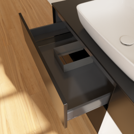 Тумба под раковину Villeroy & Boch Finion 120х50,1 см с подсветкой МДФ черный матовый лак/стекло черное матовое G832MTPD