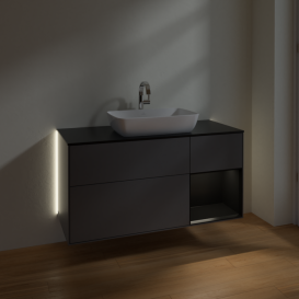 Тумба под раковину Villeroy & Boch Finion 120х50,1 см с подсветкой МДФ антрацит матовый лак/стекло черное матовое G832PDGK