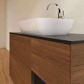 Тумба под раковину Villeroy & Boch Finion 120х50,1 см с подсветкой МДФ шпон грецкого ореха/стекло черное матовое G832PDGN