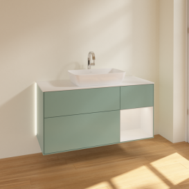 Тумба под раковину Villeroy & Boch Finion 120х50,1 см с подсветкой МДФ оливковый матовый лак/стекло белое матовое G831GFGM