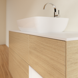 Тумба под раковину Villeroy & Boch Finion 120х50,1 см с подсветкой МДФ шпон дуба/стекло белое матовое G831GFPC