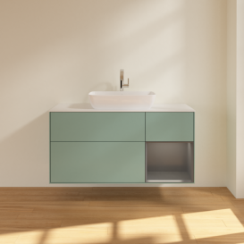 Тумба под раковину Villeroy & Boch Finion 120х50,1 см с подсветкой МДФ оливковый матовый лак/стекло белое матовое G831GKGM