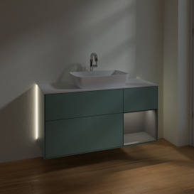 Тумба под раковину Villeroy & Boch Finion 120х50,1 см с подсветкой МДФ оливковый матовый лак/стекло белое матовое G831GKGM