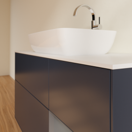 Тумба под раковину Villeroy & Boch Finion 120х50,1 см с подсветкой МДФ темно-синий матовый лак/стекло белое матовое G831GKHG