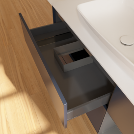 Тумба под раковину Villeroy & Boch Finion 120х50,1 см с подсветкой МДФ темно-синий матовый лак/стекло белое матовое G831GKHG