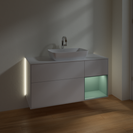 Тумба под раковину Villeroy & Boch Finion 120х50,1 см с подсветкой МДФ глянцевый белый лак/стекло белое матовое G831GMGF