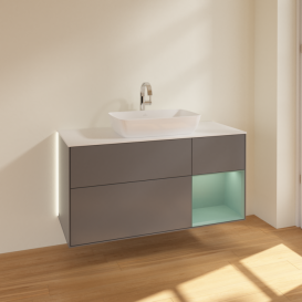 Тумба под раковину Villeroy & Boch Finion 120х50,1 см с подсветкой МДФ антрацит матовый лак/стекло белое матовое G831GMGK