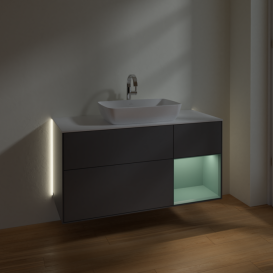 Тумба под раковину Villeroy & Boch Finion 120х50,1 см с подсветкой МДФ антрацит матовый лак/стекло белое матовое G831GMGK