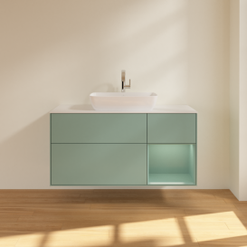 Тумба под раковину Villeroy & Boch Finion 120х50,1 см с подсветкой МДФ оливковый матовый лак/стекло белое матовое G831GMGM