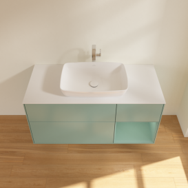 Тумба под раковину Villeroy & Boch Finion 120х50,1 см с подсветкой МДФ оливковый матовый лак/стекло белое матовое G831GMGM