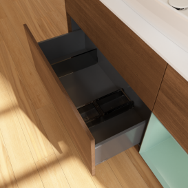 Тумба под раковину Villeroy & Boch Finion 120х50,1 см с подсветкой МДФ шпон грецкого ореха/стекло белое матовое G831GMGN