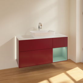 Тумба под раковину Villeroy & Boch Finion 120х50,1 см с подсветкой МДФ пион матовый лак/стекло белое матовое G831GMHB