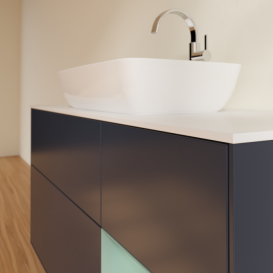 Тумба под раковину Villeroy & Boch Finion 120х50,1 см с подсветкой МДФ темно-синий матовый лак/стекло белое матовое G831GMHG