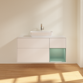 Тумба під раковину Villeroy & Boch Finion 120х50,1 см із підсвічуванням МДФ білий матовий лак/скло біле матове G831GMMT