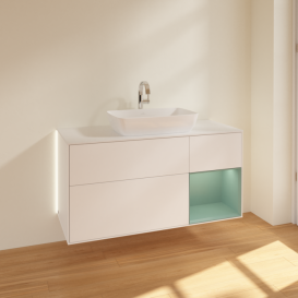 Тумба под раковину Villeroy & Boch Finion 120х50,1 см с подсветкой МДФ белый матовый лак/стекло белое матовое G831GMMT