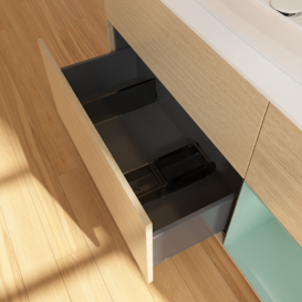 Тумба под раковину Villeroy & Boch Finion 120х50,1 см с подсветкой МДФ шпон дуба/стекло белое матовое G831GMPC