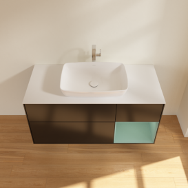 Тумба под раковину Villeroy & Boch Finion 120х50,1 см с подсветкой МДФ черный матовый лак/стекло белое матовое G831GMPD