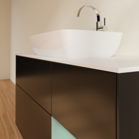 Тумба под раковину Villeroy & Boch Finion 120х50,1 см с подсветкой МДФ черный матовый лак/стекло белое матовое G831GMPD