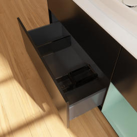 Тумба под раковину Villeroy & Boch Finion 120х50,1 см с подсветкой МДФ черный матовый лак/стекло белое матовое G831GMPD