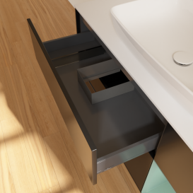 Тумба под раковину Villeroy & Boch Finion 120х50,1 см с подсветкой МДФ черный матовый лак/стекло белое матовое G831GMPD