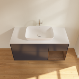 Тумба під раковину Villeroy & Boch Finion 120х50,1 см із підсвічуванням МДФ темно-синій матовий лак/скло біле матове G831GNHG