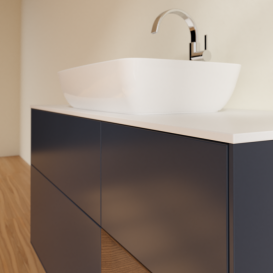 Тумба під раковину Villeroy & Boch Finion 120х50,1 см із підсвічуванням МДФ темно-синій матовий лак/скло біле матове G831GNHG