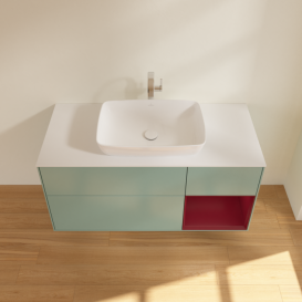 Тумба под раковину Villeroy & Boch Finion 120х50,1 см с подсветкой МДФ оливковый матовый лак/стекло белое матовое G831HBGM