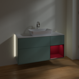 Тумба под раковину Villeroy & Boch Finion 120х50,1 см с подсветкой МДФ оливковый матовый лак/стекло белое матовое G831HBGM