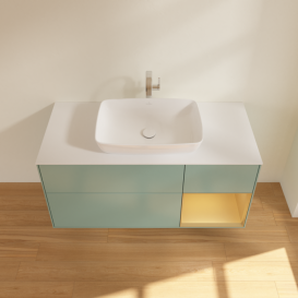 Тумба под раковину Villeroy & Boch Finion 120х50,1 см с подсветкой МДФ оливковый матовый лак/стекло белое матовое G831HFGM